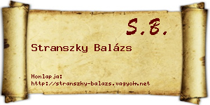 Stranszky Balázs névjegykártya